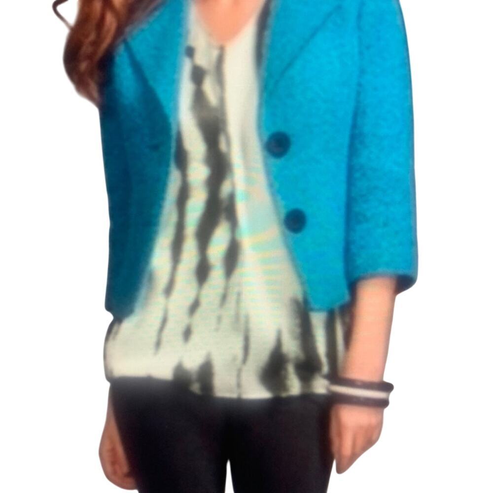 CAbi Wool Blend Cropped Teal Jacket Blazer. Size 2